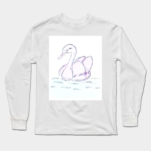 Swan bird, pond and animal. Watercolor, art decoration, sketch. Illustration hand drawn modern painting Long Sleeve T-Shirt